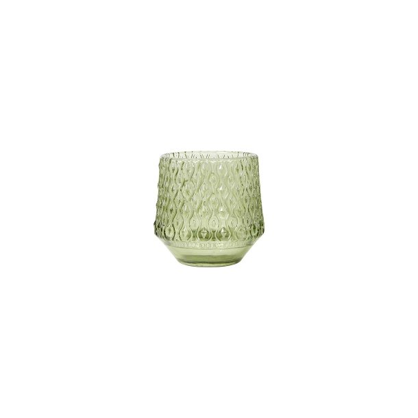 Fyrfadsstage Glas Green 8x8 cm